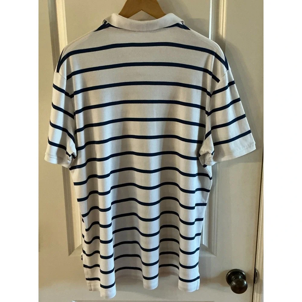Polo Ralph Lauren Striped Polo Shirt Men's XXL Blue White Cotton Short‎ Sleeve